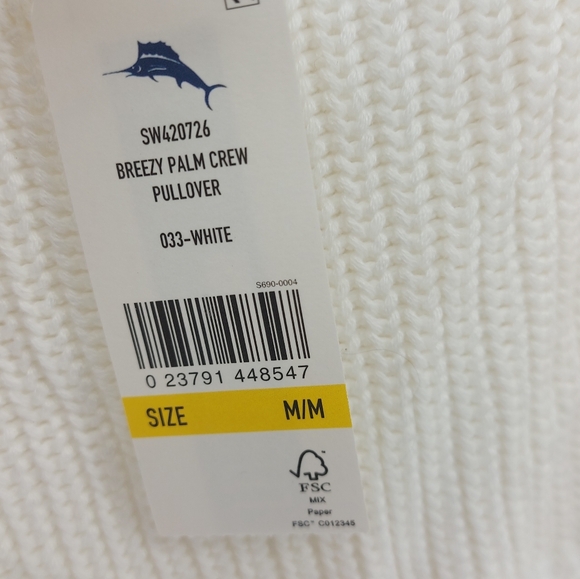 Tommy Bahama Breezy Palm Embroidered White Cotton Sweater Size Medium - Picture 4 of 7
